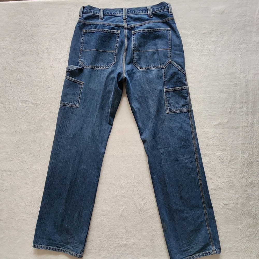 Carpenter Jeans Mens 35W  33L Blue Denim Utility Workwear Straight Leg Cargo